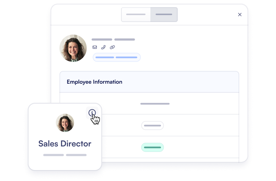 Org chart with skills, experience, and more